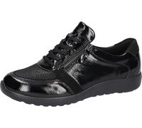 Sneaker WALDLÄUFER "M-IRA-Soft", Damen, Gr. 6,5, schwarz, Lackleder, Textil, Veloursleder, glänzend, Schuhe Sneaker, Komfortschuh, Bequemschuh mit Orthotritt-Ausstattung, M-Weite (68805458-6,5) schwar