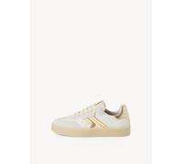 Tamaris Damen Low-Top Sneaker, Frauen Sneaker,Wechselfußbett,Comfort Lining,schnürschuhe,schnürer,Business,Freizeit,White/LT.Gold,36 EU