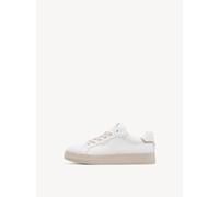 Slip-On Sneaker TAMARIS, Damen, Gr. 38, weiß, Leder, Lederimitat, Textil, clean, unifarben, Basic, Schuhe, Freizeitschuh, Halbschuh mit Wellenkante und Logoschriftzug (95558247-38) weiß