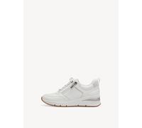 Tamaris Damen Keilsneaker Schnürer Lederimitat Weiß/Silber mit Außenreißverschluss Gr. 41