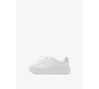 Tamaris Damen Sneaker Low-Top mit Wechselfußbett und Strass Weiß/Silber Größe 41