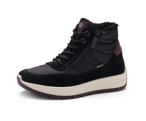 Sneakerboots ARA "NEW YORK", Damen, Gr. 6,5, schwarz (schwarz, dunkelrot), Textil, Veloursleder, Schuhe Sneakerboots, Winterboots, Snowboots mit Gore-Tex, H-Weite (84148245-6,5) schwarz, dunkelrot