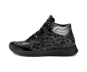 Sneakerboots ARA "OSAKA", Damen, Gr. 6,5, schwarz (schwarz, grau), Lacklederimitat, Lederimitat, metallic, Schuhe Sneakerboots, Sneaker, Boots in Komfortweite H (= sehr weit) (68465465-6,5)