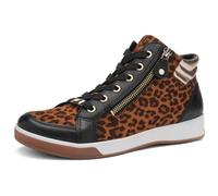 Sneakerboots ARA "ROM", Damen, Gr. 4,5 (37,5), schwarz, leofarben, Leder, Lederimitat, Schuhe Sneakerboots, Hightop Sneaker, Schnürboots mit Kontrastbesätze (28036511-4,5) schwarz, leofarben