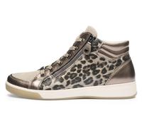 Sneakerboots ARA "ROM", Damen, Gr. 6,5, beige (beige, leo), Glattleder, Veloursleder, Schuhe Sneakerboots, Hightop Sneaker, Schnürboots mit Kontrastbesätze (72383127-6,5) beige, leo