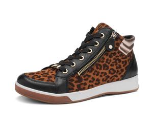 Sneakerboots ARA "ROM", Damen, Gr. 7 (41), schwarz, leofarben, Leder, Lederimitat, Schuhe Sneakerboots, Hightop Sneaker, Schnürboots mit Kontrastbesätze (28036511-7) schwarz, leofarben