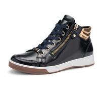 Sneakerboots ARA "ROM", Damen, Gr. 9 (43), dunkelblau, karamel, Lackleder, glänzend, unifarben mit Farbeinsatz, Schuhe Sneakerboots, Hightop Sneaker, Schnürboots mit Kontrastbesätze (16028447-9) dunke