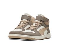 Sneakerboots PUMA "REBOUND SLAM MID COZY AC PS", Mädchen, Gr. 31, beige (mouse gray, birch, warm weiß), Synthetik, mehrfarbig, Schuhe Sneakerboots, Winterschuhe, Schnürboots, Sneaker (83002720-31) mou