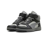 Sneakerboots PUMA "REBOUND SLAM MID COZY AC PS", Mädchen, Gr. 33, grau (gray echo, slate sky, puma schwarz), Synthetik, mehrfarbig, Schuhe Sneakerboots, Winterschuhe, Schnürboots, Sneaker (90858764-33