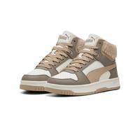 Sneakerboots PUMA "REBOUND SLAM MID COZY JR", Mädchen, Gr. 36, beige (mouse gray, birch, warm weiß), Synthetik, Schuhe Sneakerboots, Winterschuhe, Schnürboots, Sneaker (83431914-36) mouse gray, birch,
