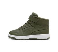 Sneakerboots PUMA "REBOUND SLAM MID WTR AC PS", Mädchen, Gr. 32, grün (moss veil, puma weiß), Synthetik, Schuhe Sneakerboots, Winterschuhe, Schnürboots, Sneaker (35025802-32) moss veil, puma weiß