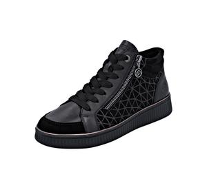 Sneakerboots REMONTE, Damen, Gr. 36, schwarz, Leder, Textil, Schuhe Sneakerboots, Schnürboots, Stiefelette mit seitlichem Reißverschluss (59198105-36) schwarz