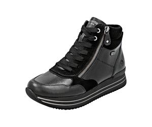 Sneakerboots REMONTE, Damen, Gr. 41, schwarz, Leder, Textil, unifarben, Schuhe Sneakerboots, Schnürboots, Plateauboots, Stiefelette, wasserabweisende TEX-Membran (61202440-41) schwarz