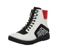 Sneakerboots RIEKER, Damen, Gr. 36, schwarz (sanftes weiß, schwarz, rot), Lederimitat, kontrastfarbene Details, Schuhe Sneakerboots, Schnürboots, Schnürstiefelette mit zusätzlichem Innenreißverschluss