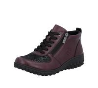 Sneakerboots RIEKER, Damen, Gr. 43, lila (brombeere, schwarz), Lederimitat, Schuhe Sneakerboots, High Top Sneaker, Schnürboots, Stiefelette mit floralem Muster (74403328-43) brombeere, schwarz