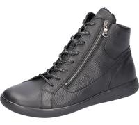 Sneakerboots WALDLÄUFER "H-CLOE", Damen, Gr. 7 (40,5), schwarz, Nappaleder, unifarben, Schuhe Sneakerboots, Schnürboots, Bequemschuh, Reißverschlüsse, in Komfortweite H (40296063-7) schwarz