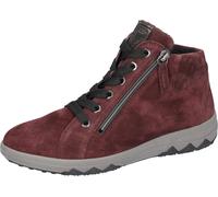 Sneakerboots WALDLÄUFER "H-TERESA", Damen, Gr. 10.5, rot (bordeaux), Nappaleder, Veloursleder, unifarben mit Farbeinsatz, Schuhe Sneakerboots, Schnürboots, Stiefelette, Bequemschuh in Komfortweite H (