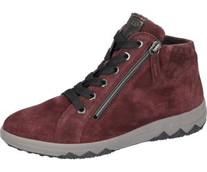 Sneakerboots WALDLÄUFER "H-TERESA", Damen, Gr. 10.5, rot (bordeaux), Nappaleder, Veloursleder, unifarben mit Farbeinsatz, Schuhe Sneakerboots, Schnürboots, Stiefelette, Bequemschuh in Komfortweite H (