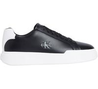 Sneaker CALVIN KLEIN JEANS "CHUNKY CUPSOLE LACEUP LTH", Herren, Gr. 45, schwarz, weiß, Leder, Lederimitat, unifarben mit Farbeinsatz, Basic, Schuhe Sneaker, Freizeitschuh, Halbschuh, Schnürer mit CK-L