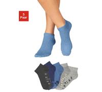 Sneakersocken ARIZONA, Damen, Gr. 35-38, blau (2x blautöne, 3x grautöne), Baumwolle, Elasthan, Polyamid, uni und gemustert, elastisch, Socken Sneakersocken, mit süßem Pfotendesign unter der Sohle (495