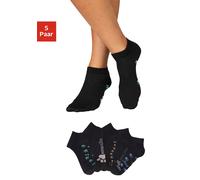 Sneakersocken ARIZONA, Damen, Gr. 35-38, schwarz, Baumwolle, Elasthan, Polyamid, uni und gemustert, elastisch, Socken Sneakersocken, mit süßem Pfotendesign unter der Sohle (622247-35) schwarz