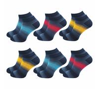 Sneakersocken aus Baumwolle | Extra feines Maschenbild - Absolut blickdicht | Damen & Herren (6 Paar) - Blau mit Muster / 43 - 46