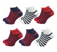 Sneakersocken aus Baumwolle | Extra feines Maschenbild - Absolut blickdicht | Damen & Herren (6 Paar) - Blau Weiß Rot mit Muster / 39 - 42