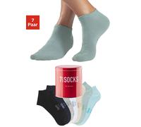 Sneakersocken BENCH. "Damen und Herrensocken, sportliche Kurzform", Herren, Gr. 39-42, schwarz (1x schwarz, 1x marine, 1x beige, 1x weiß, 1x grau meliert, 1x mint, 1x türkis), Baumwollmischung, unifar