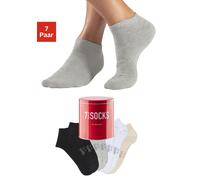 Sneakersocken BENCH. "Damen und Herrensocken, sportliche Kurzform", Herren, Gr. 39-42, schwarz (2x hell grau meliert, 2x weiß, 2x schwarz, 1x beige), Baumwollmischung, unifarben, elastisch, Socken Sne
