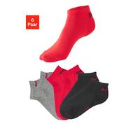 Sneakersocken BENCH. "für Damen und Herren in Baumwollmischung, für Sport und Freizeit", Herren, Gr. 39-42, rot (2x schwarz, 2x grau meliert, 2x rot), Baumwollmischung, unifarben, elastisch, Socken Sn