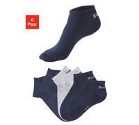Sneakersocken BENCH. "für Damen und Herren in Baumwollmischung, für Sport und Freizeit", Herren, Gr. 39-42, blau (2x marine, 2x hellgrau meliert, 2x dunkeljeans), Baumwollmischung, elastisch, Socken S