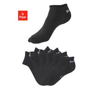 Sneakersocken BENCH. "für Damen und Herren in Baumwollmischung, für Sport und Freizeit", Herren, Gr. 43-46, schwarz (6x schwarz), Baumwollmischung, elastisch, Socken Sneakersocken, mit klassischem Log