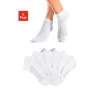 Sneakersocken BENCH. "Kurzsocken Damen ohne Frottee, weicher Bundabschluss", Damen, Gr. 35-38, weiß (6x weiß), Baumwolle, Baumwollmischung, Elasthan, Polyamid, unifarben, elastisch, Socken Sneakersock