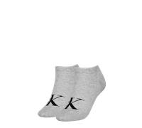 Sneakersocken CALVIN KLEIN JEANS "CKJ WOMEN SNEAKER MONOGRAM", Damen, Gr. 39-42, grau (light grau melange), Obermaterial: 73% Baumwolle, 26% Polyester, 1% Elasthan, normal, Socken Sneakersocken, Rippe