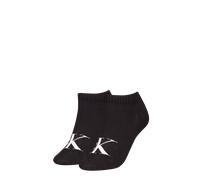 Sneakersocken CALVIN KLEIN JEANS "CKJ WOMEN SNEAKER MONOGRAM", Damen, Gr. 39-42, schwarz, Obermaterial: 70% Baumwolle, 26% Polyester, 2% Elasthan, 2% Polyamid, normal, Socken Sneakersocken, Rippenbünd