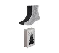 Sneakersocken CAMANO "warm & cozy", Damen, Gr. 39-42, grau (schwarz mix), Materialmix, Socken Sneakersocken, mit Zopfmuster, Rippenbündchen (27304869-39) schwarz mix