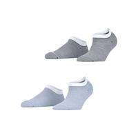 Sneakersocken ESPRIT "Allover Stripe", Damen, Gr. 35-38, schwarz-weiß (jeans melange), Baumwollmischung, gestreift, normal, Socken Sneakersocken, verstärkt, hochwertig, mit Streifen, schmales Bündchen