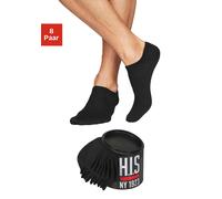 Sneakersocken H.I.S "Basic Damen & Herren Unisex, für Business & Freizeit", Herren, Gr. 43-46, schwarz (8x schwarz), Baumwolle, Baumwollmischung, Polyamid, uni, elastisch, Socken Sneakersocken, Ferse