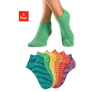 Sneakersocken H.I.S, Damen, Gr. 35-38, bunt (1x dunkel grün, 1x hell grün, 1x orange 1x rot, 1x pink), Baumwollmischung, meliert, mehrfarbig, elastisch, Socken, mit farbigem Garn (52546310-35) 1x dunk