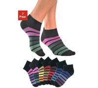 Sneakersocken H.I.S, Damen, Gr. 35-38, schwarz, Baumwolle, Elasthan, Polyamid, geringelt, elastisch, Socken Sneakersocken, mit bunten Ringeln (224533-35) schwarz