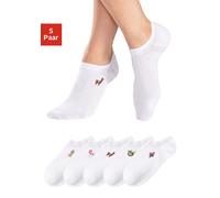 Sneakersocken H.I.S, Damen, Gr. 35-38, weiß (5x weiß), Baumwollmischung, mit Stickerei, unifarben, elastisch, Socken Sneakersocken, mit Motivstickerei (69432108-35) 5x weiß
