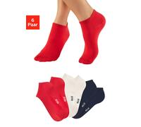 Sneakersocken H.I.S, Damen, Gr. 39-42, 2x rot, 2x marine, 2x ecru, Baumwollmischung, unifarben, elastisch, Socken Sneakersocken, mit Maritimen Design (46839803-39) 2x rot, 2x marine, 2x ecru