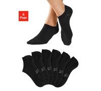 Sneakersocken H.I.S, Damen, Gr. 39-42, schwarz (6x schwarz), Baumwollmischung, unifarben, elastisch, Socken Sneakersocken, mit besonders kurzem Schaft (19871427-39) 6x schwarz