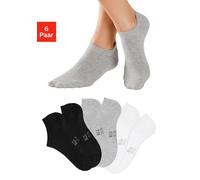 Sneakersocken H.I.S "Damen Herren Unsichtbare Sneaker Socken, Loafer Socken", Herren, Gr. 39-42, bunt (2x schwarz, 2x hellgrau, meliert, 2x weiß), Baumwollmischung, unifarben, elastisch, Socken Sneake