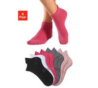 Sneakersocken H.I.S, Herren, Gr. 35-38, bunt (1x schwarz, 1x weiß, 2x pink, 2x hell grau meliert, 2x rosa), Baumwollmischung, uni und melange, elastisch, Socken Sneakersocken, mit verlängertem Bündche