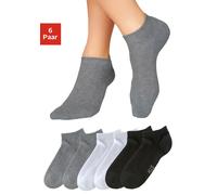 Sneakersocken H.I.S, Herren, Gr. 35-38, schwarz-weiß (2x schwarz, 2x weiß, 2x grau, meliert), Baumwolle, Elasthan, Polyamid, unifarben, elastisch, Socken Sneakersocken, mit weicher Frotteesohle (24624