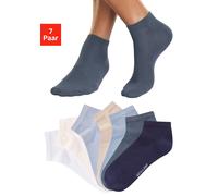 Sneakersocken H.I.S, Herren, Gr. 39-42, 1x jeans, 1x marine, 1x blau, 1x hell blau, 1x ecru, 1x weiß, 1x beige, Baumwollmischung, unifarben, elastisch, Socken Sneakersocken, verschiedene Farben in ein
