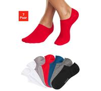 Sneakersocken H.I.S, Herren, Gr. 39-42, 1x rot, 1x stone, 2x weiß, 1x schwarz, 1x blau, 1x grau meliert, Baumwollmischung, unifarben, elastisch, Socken Sneakersocken, invisible und gerippt (41889166-3