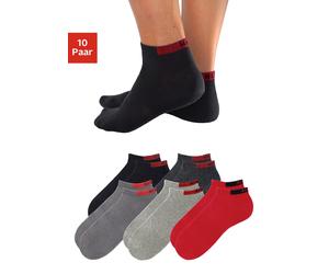 Sneakersocken H.I.S, Herren, Gr. 39-42, rot (2x schwarz, 2x grau, 2x rot, 2x anthrazit, meliert, 2x hellgrau, meliert), Baumwolle, Elasthan, Polyamid, meliert, elastisch, Socken Sneakersocken, mit ver