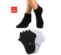 Sneakersocken H.I.S, Damen, Gr. 39-42, schwarz-weiß (4x schwarz, 4x weiß), Baumwollmischung, unifarben, elastisch, Socken, mit verlängertem Bündchen hinten (92322367-39) 4x schwarz, 4x weiß